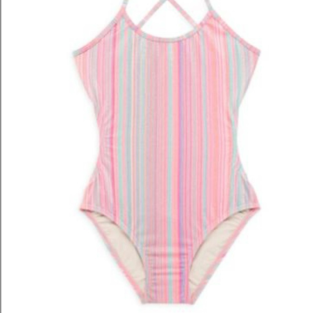 PQ Toddler Girl Striped Cut Out One Piece Swimsuit Size 2T **NEW**